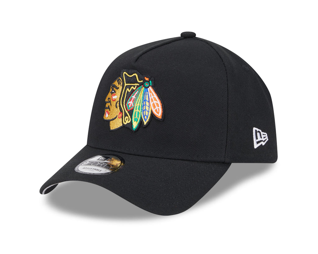 Chicago Blackhawks NHL New Era Men Black 9Forty A-Frame Snapback product image 1, provided for visual reference and product