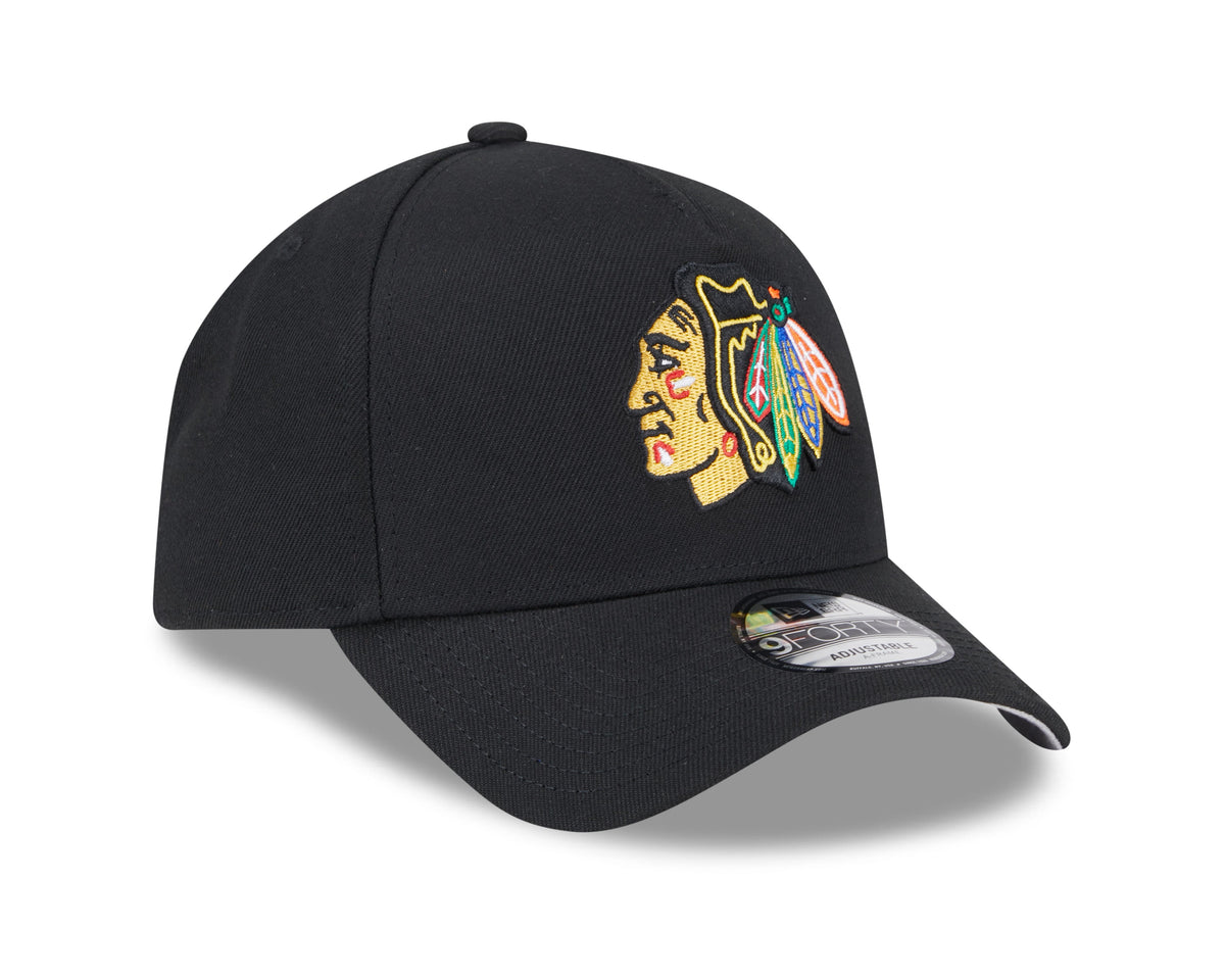 Chicago Blackhawks NHL New Era Men Black 9Forty A-Frame Snapback product image 7, provided for visual reference and product