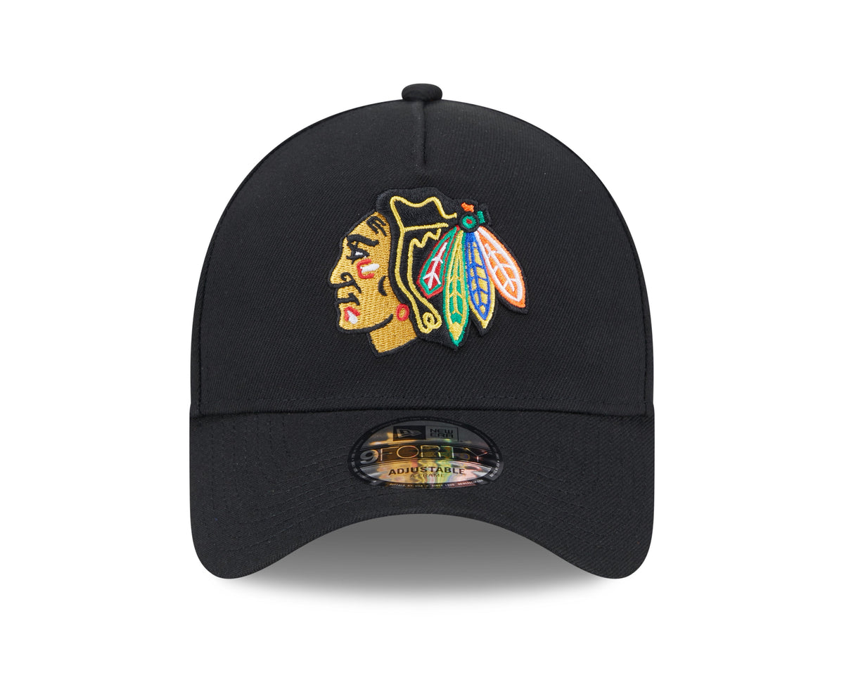 Chicago Blackhawks NHL New Era Men Black 9Forty A-Frame Snapback product image 3, provided for visual reference and product