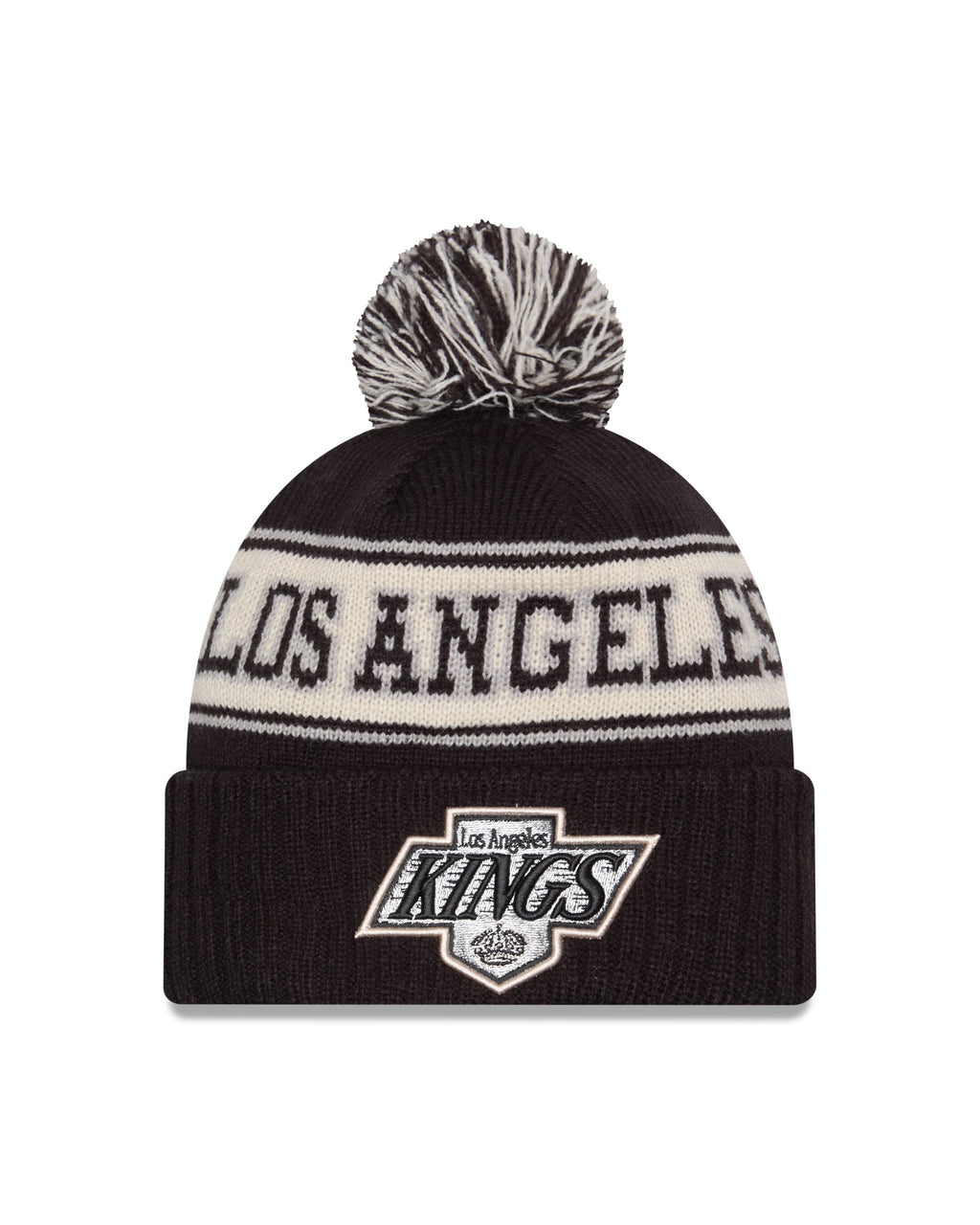 Los Angeles Kings NHL New Era Men Black Retro Knit Pom Hat product image 1, provided for visual reference and product detail