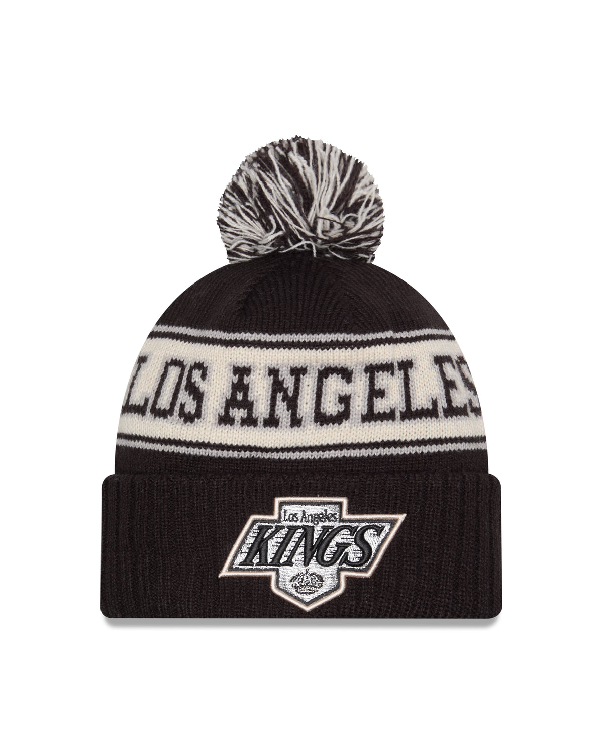 Los Angeles Kings NHL New Era Men Black Retro Knit Pom Hat product image 1, provided for visual reference and product detail