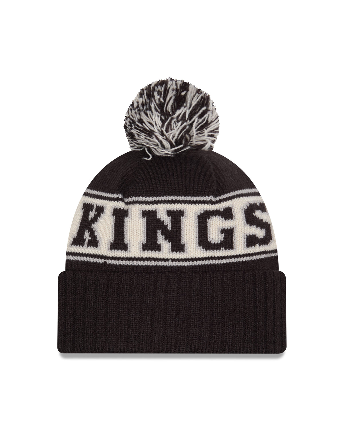 Los Angeles Kings NHL New Era Men Black Retro Knit Pom Hat product image 2, provided for visual reference and product detail