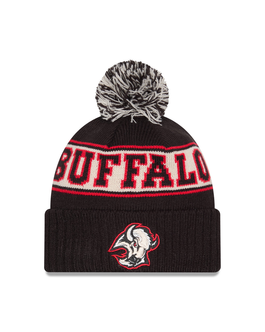 Buffalo Sabres NHL New Era Men Black Alternative Knit Pom Hat product image 1, provided for visual reference and product