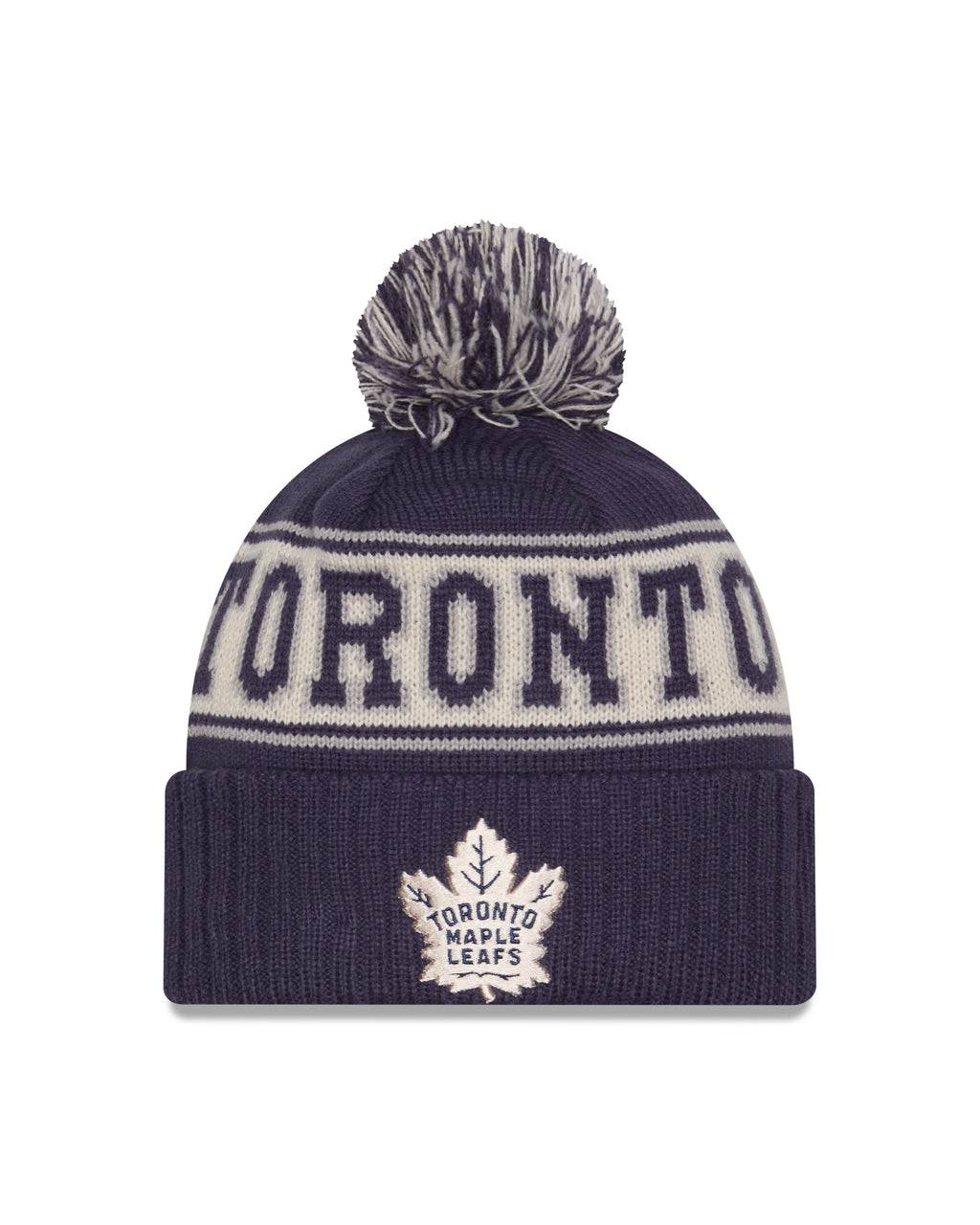 Toronto Maple Leafs NHL New Era Men Navy Retro Knit Pom Hat product image 1, provided for visual reference and product