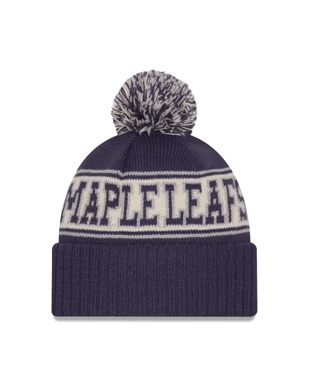 Toronto Maple Leafs NHL New Era Men Navy Retro Knit Pom Hat product image 2, provided for visual reference and product