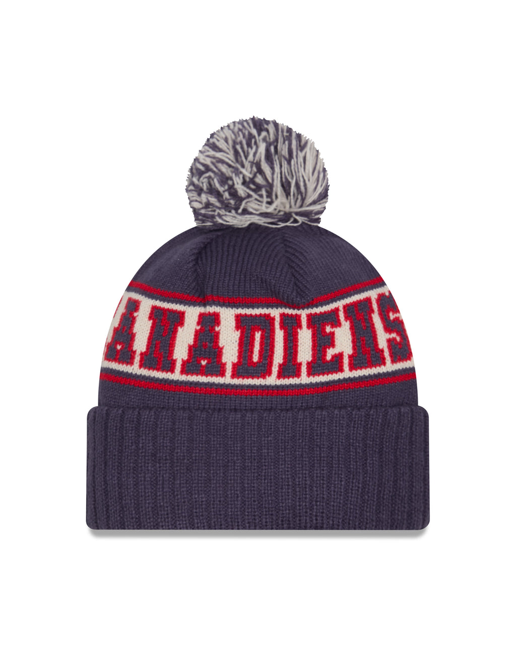 Montreal Canadiens NHL New Era Men Navy Retro Knit Pom Hat product image 2, provided for visual reference and product detail