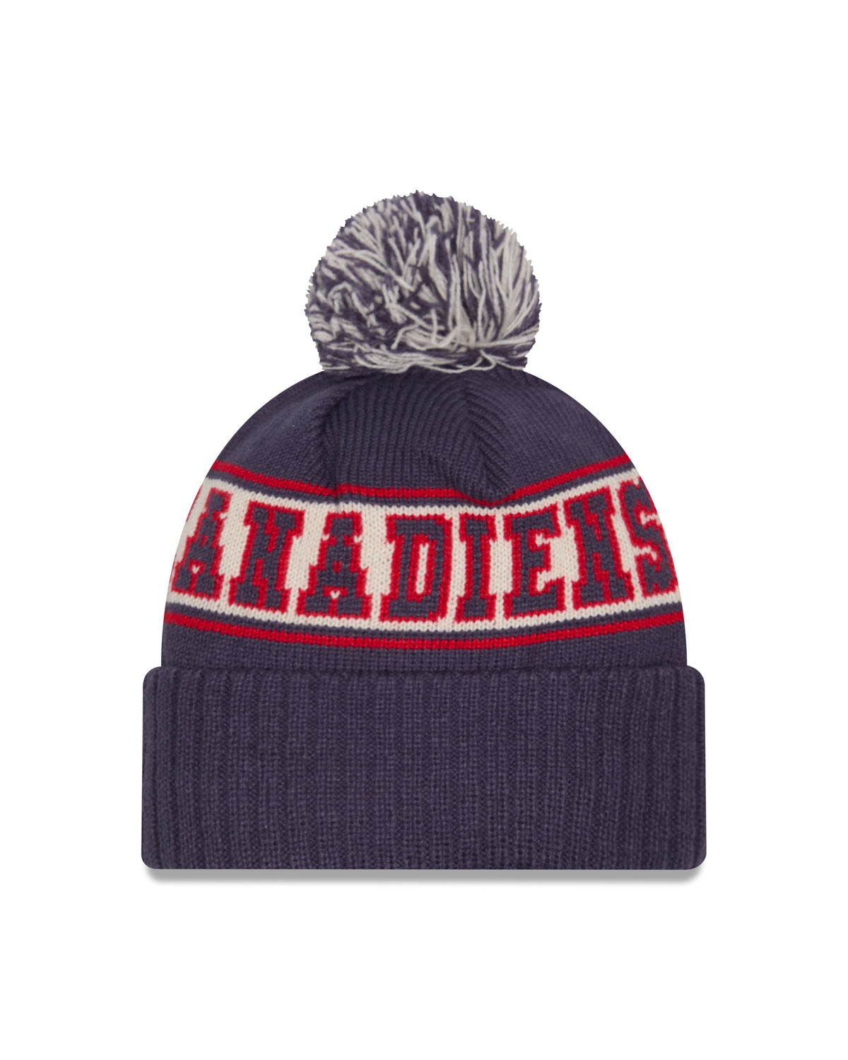 Montreal Canadiens NHL New Era Men Navy Retro Knit Pom Hat product image 2, provided for visual reference and product detail
