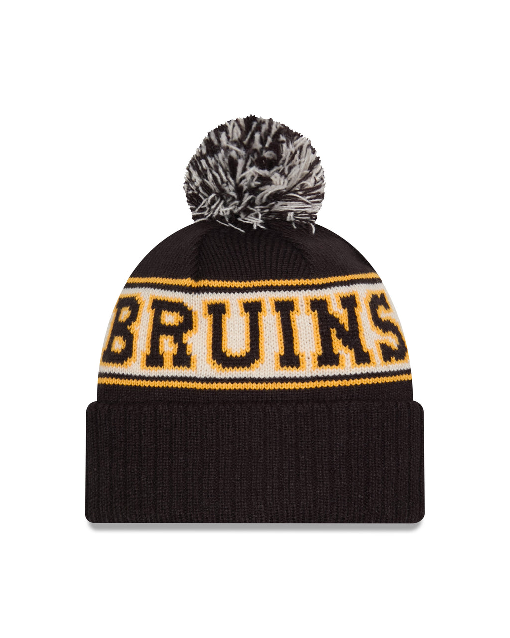 Boston Bruins NHL New Era Men Black Vintage Knit Pom Hat product image 2, provided for visual reference and product detail