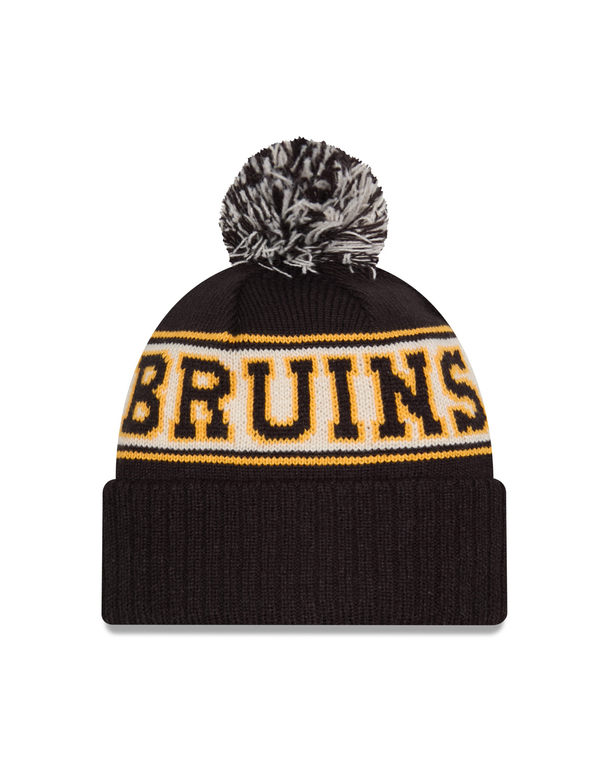 Boston Bruins NHL New Era Men Black Vintage Knit Pom Hat product image 2, provided for visual reference and product detail