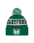 Hartford Whalers NHL New Era Men Green Retro Knit Pom Hat product image 1, provided for visual reference and product detail