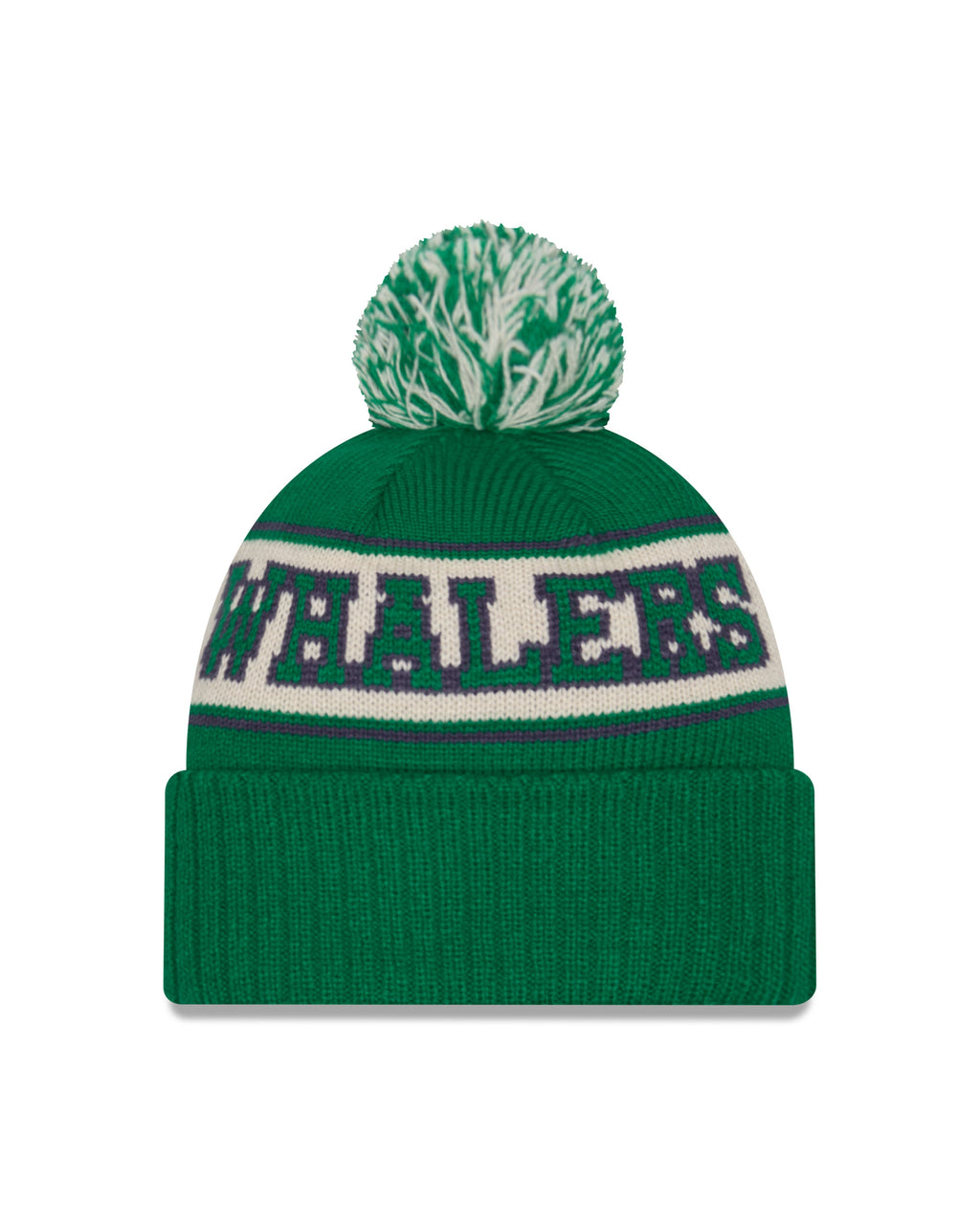Hartford Whalers NHL New Era Men Green Retro Knit Pom Hat product image 2, provided for visual reference and product detail