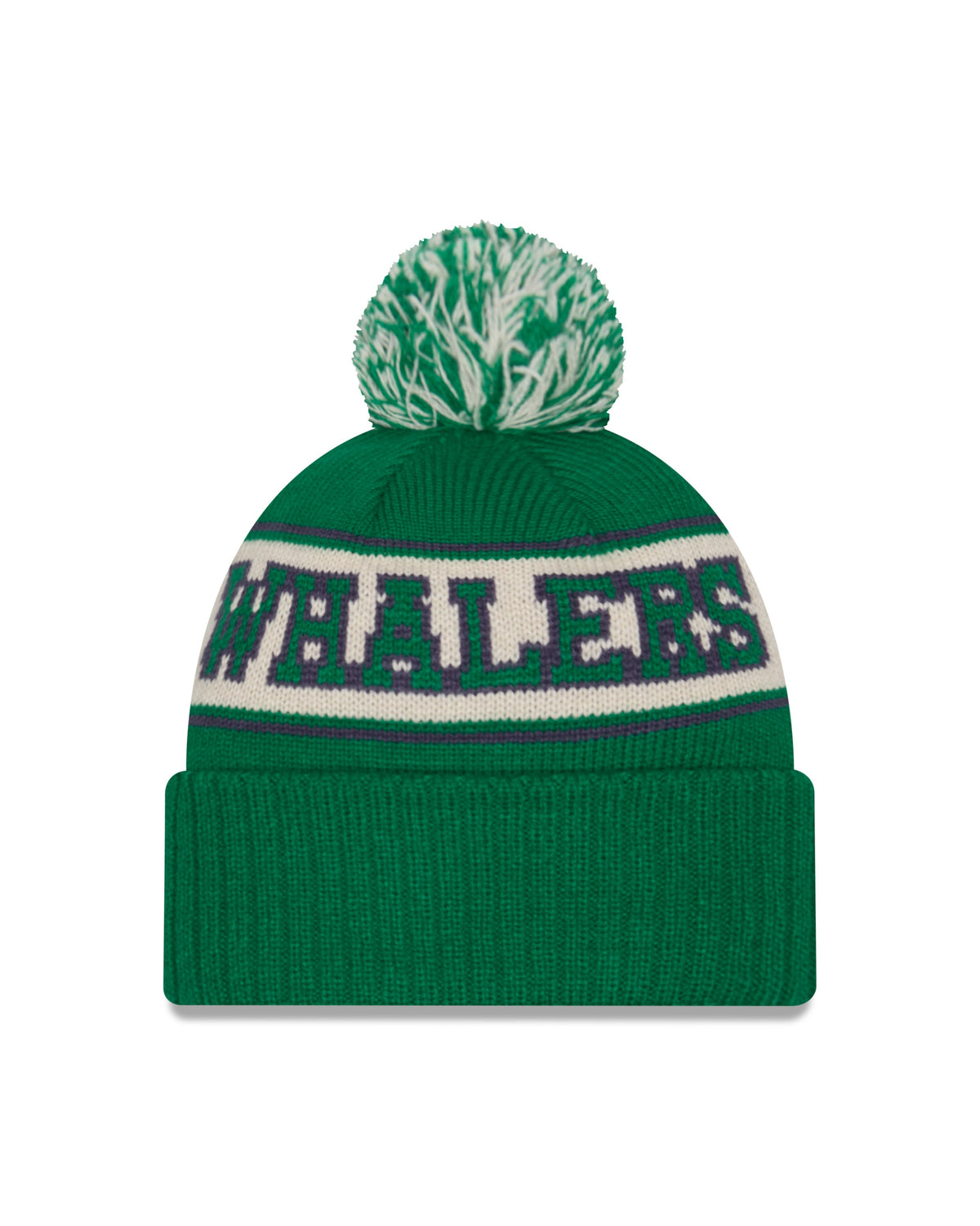 Hartford Whalers NHL New Era Men Green Retro Knit Pom Hat product image 2, provided for visual reference and product detail