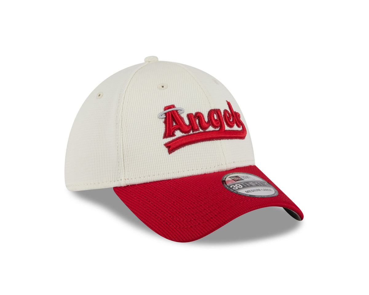 Anaheim Angels MLB New Era Men Beige/Red 39Thirty 2022 City Connect Stretch Fit Hat product image 6, provided for visual