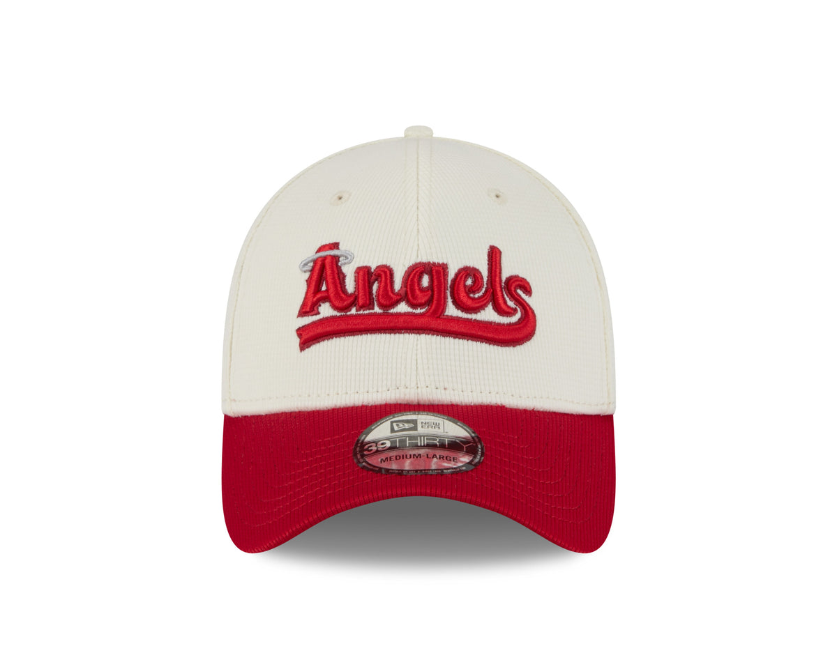 Anaheim Angels MLB New Era Men Beige/Red 39Thirty 2022 City Connect Stretch Fit Hat product image 7, provided for visual