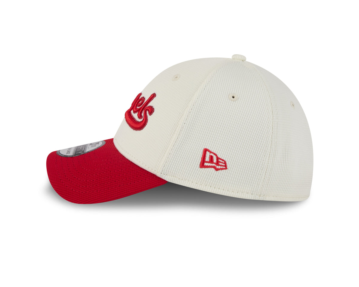 Anaheim Angels MLB New Era Men Beige/Red 39Thirty 2022 City Connect Stretch Fit Hat product image 3, provided for visual