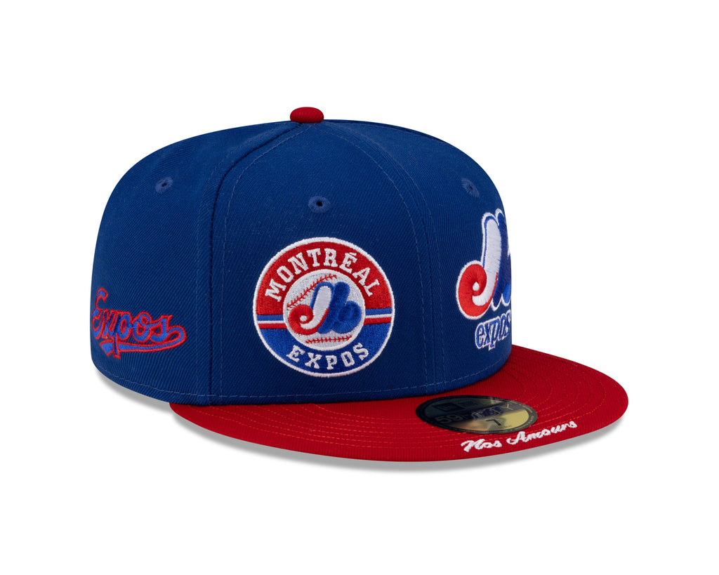 Montreal Expos MLB New Era Men Royal Blue/Red 59Fifty Cooperstown All Over Patch Pride Fitted Hat product image 4, provided