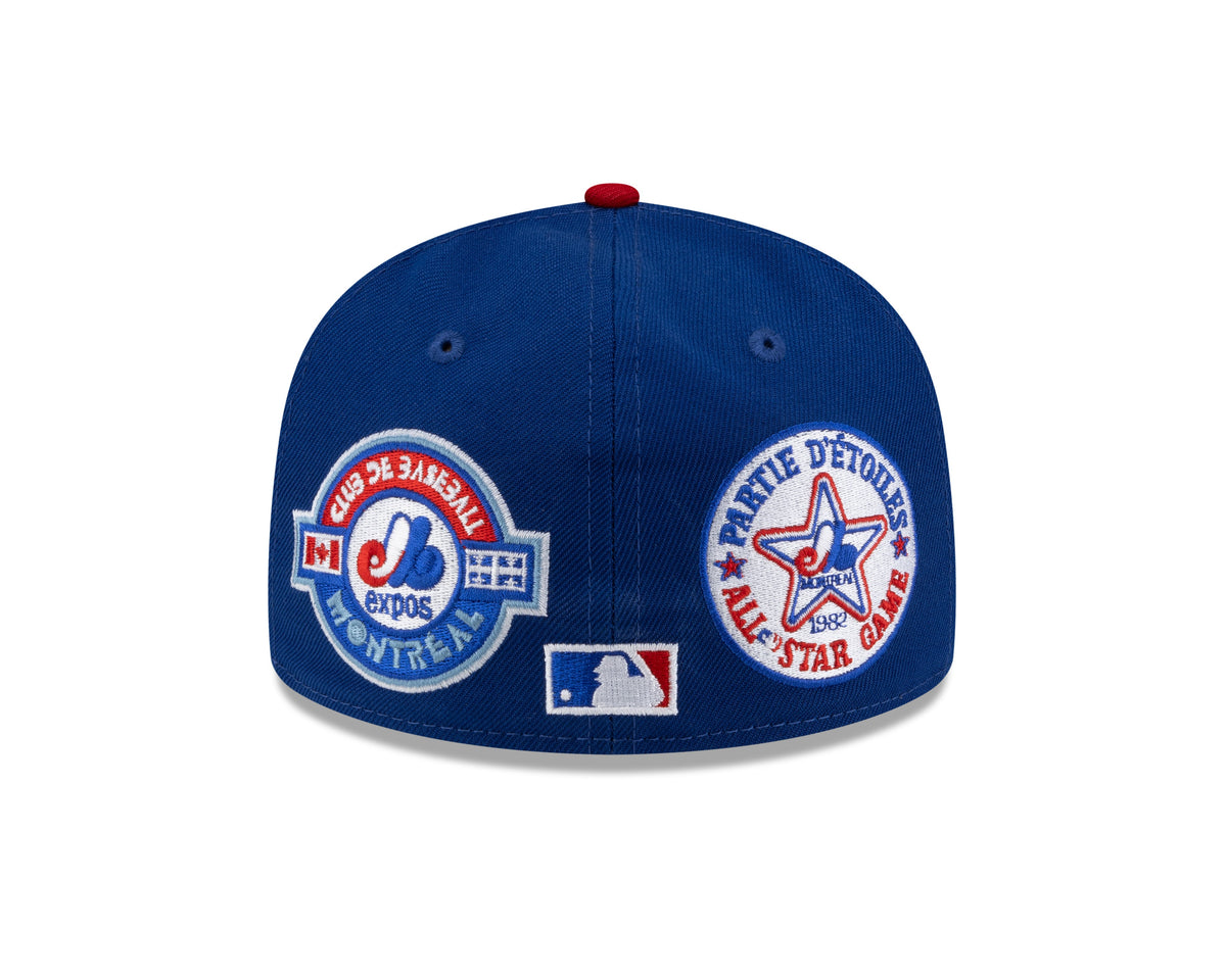 Montreal Expos MLB New Era Men Royal Blue/Red 59Fifty Cooperstown All Over Patch Pride Fitted Hat product image 2, provided