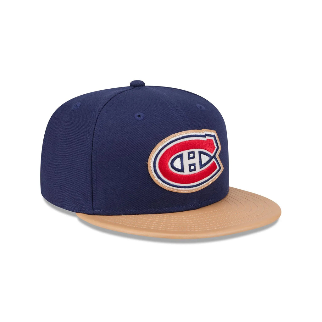 Montreal Canadiens NHL New Era Men Royal Blue/Beige 59Fifty Leather Fitted Hat product image 3, provided for visual
