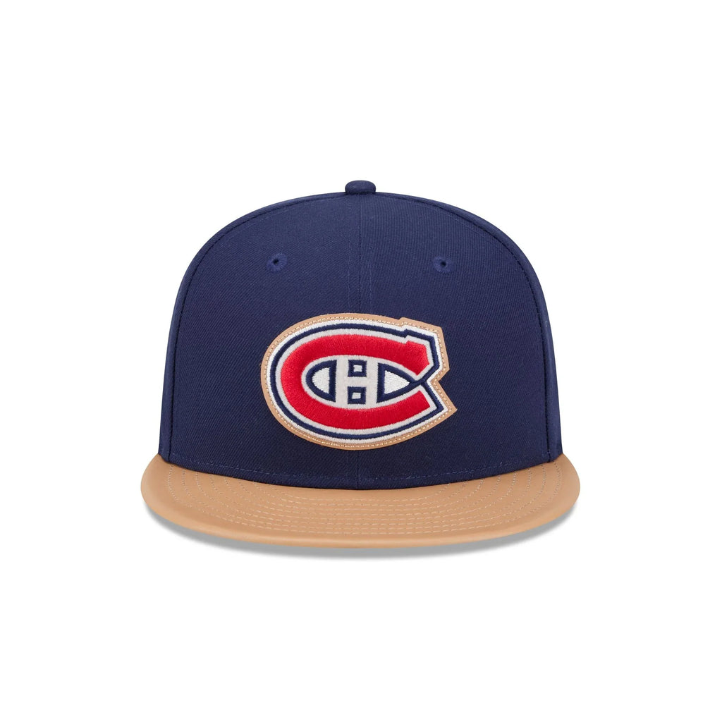 Montreal Canadiens NHL New Era Men Royal Blue/Beige 59Fifty Leather Fitted Hat product image 4, provided for visual