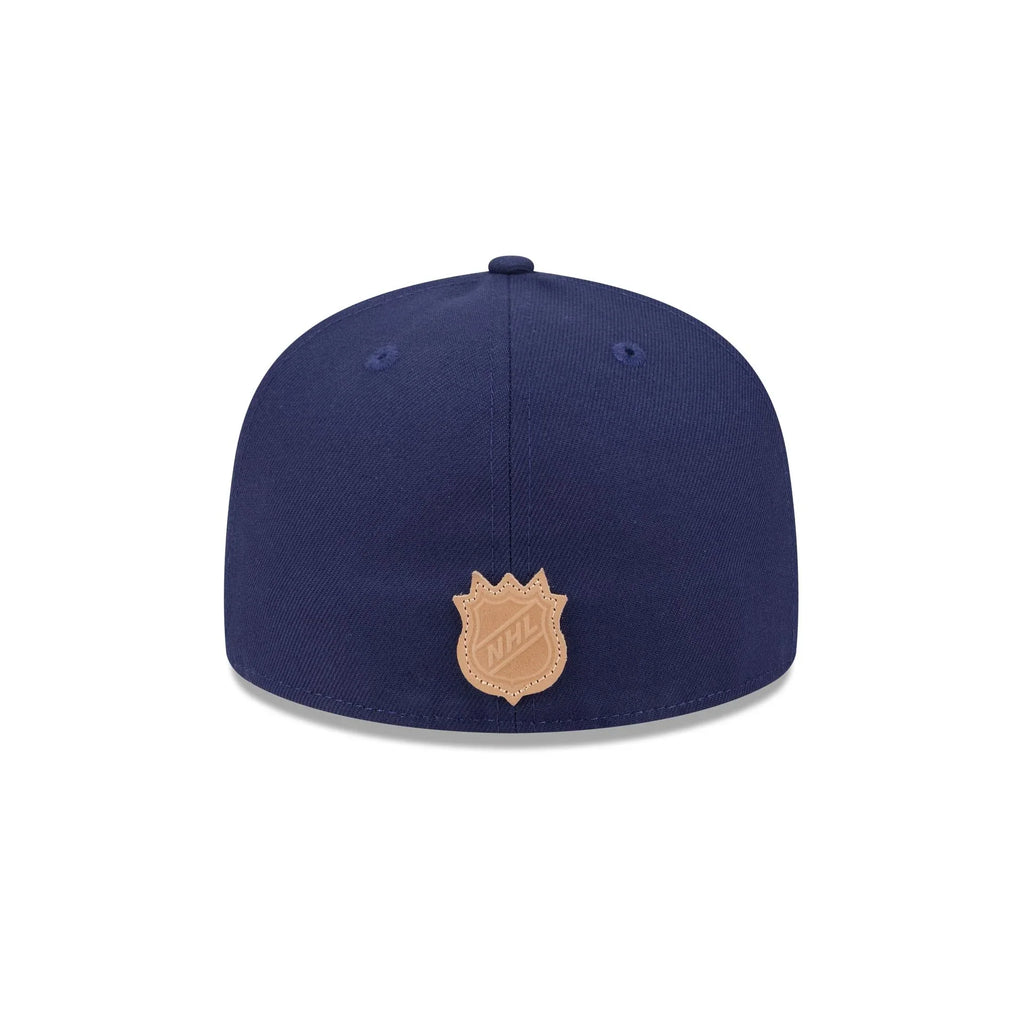 Montreal Canadiens NHL New Era Men Royal Blue/Beige 59Fifty Leather Fitted Hat product image 2, provided for visual