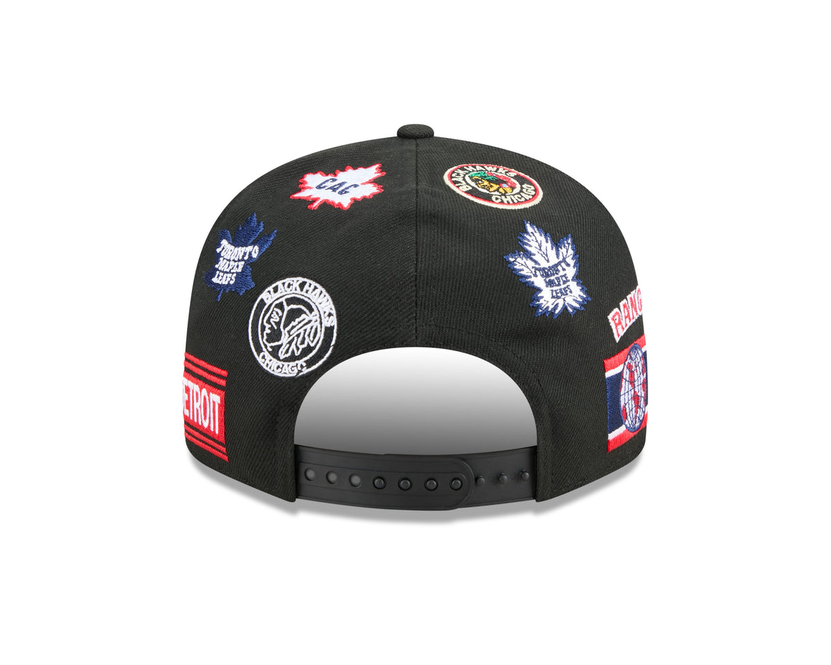Original Six NHL New Era Men Black 9Fifty All Over Logo Snapback product image 2, provided for visual reference and product