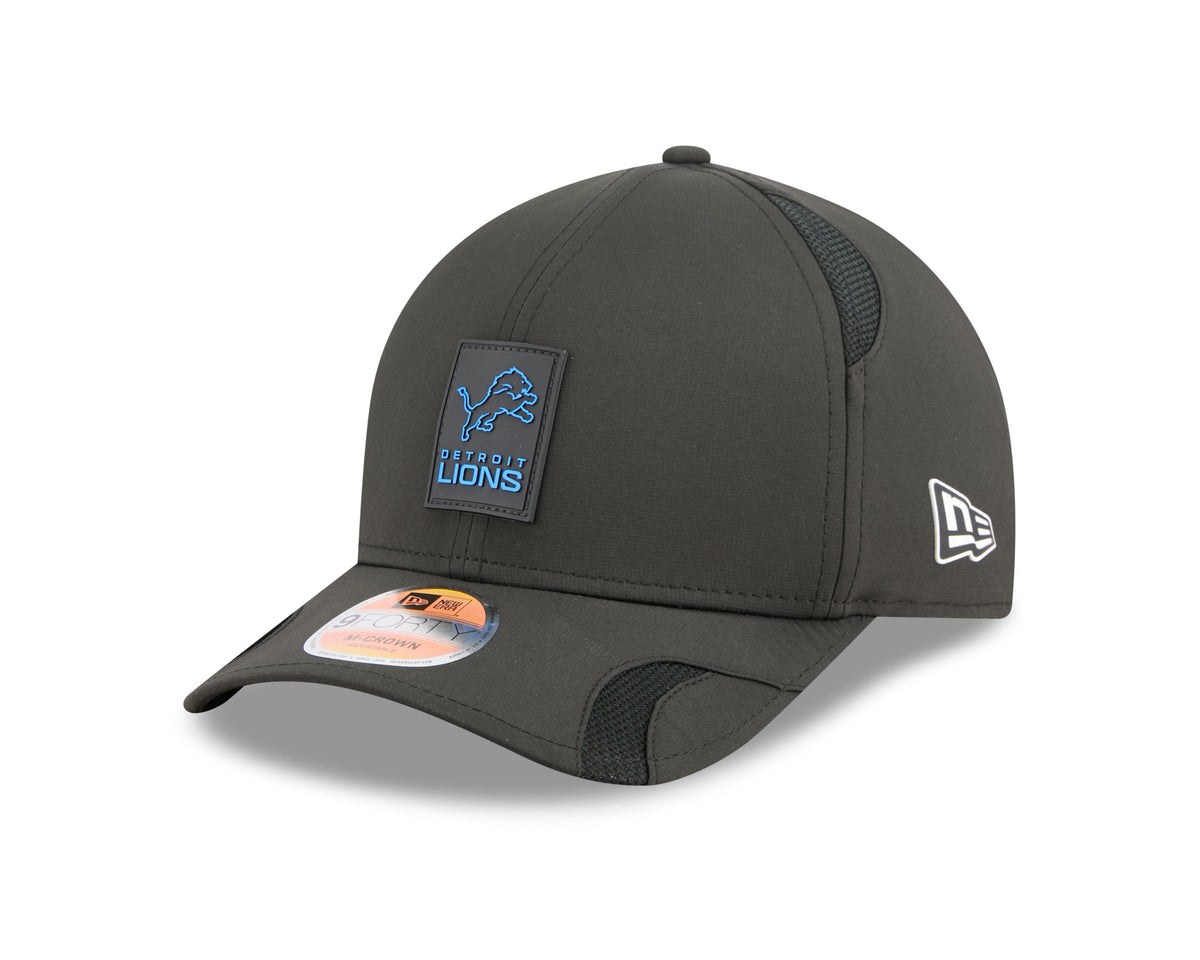 Detroit Lions NFL New Era Men Black 9Forty 2025 Sideline M-Crown Snapback product image 1, provided for visual reference and