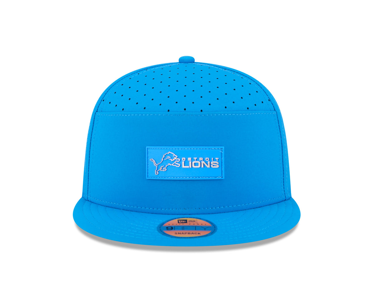 Detroit Lions NFL New Era Men Light Blue 9Fifty 2025 Sideline Hot Weather Split Panel Snapback product image 7, provided for