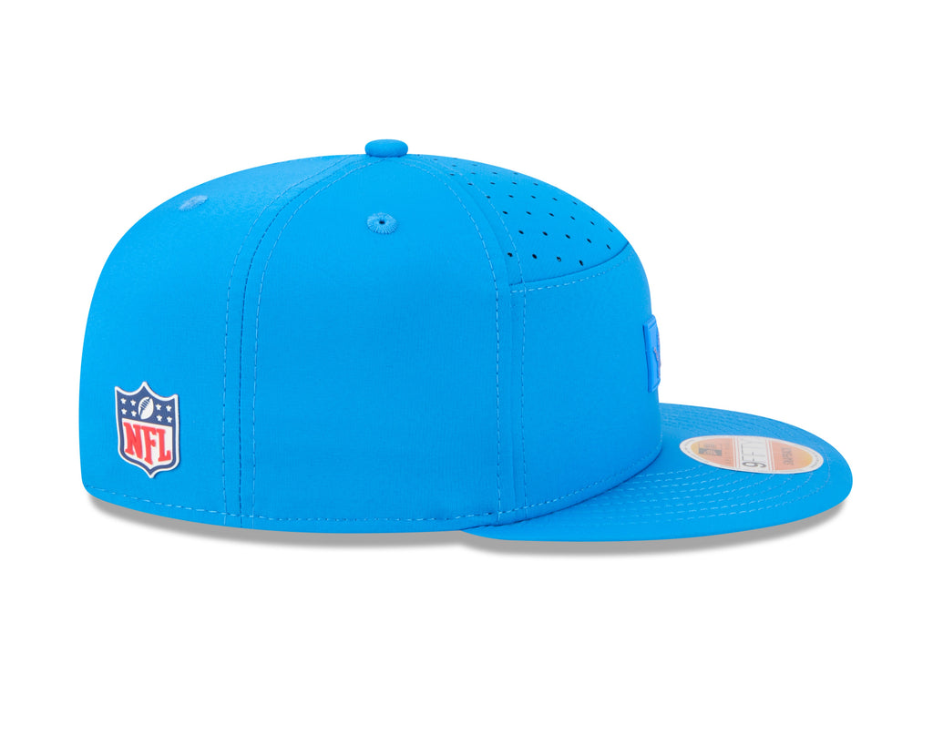 Detroit Lions NFL New Era Men Light Blue 9Fifty 2025 Sideline Hot Weather Split Panel Snapback product image 4, provided for