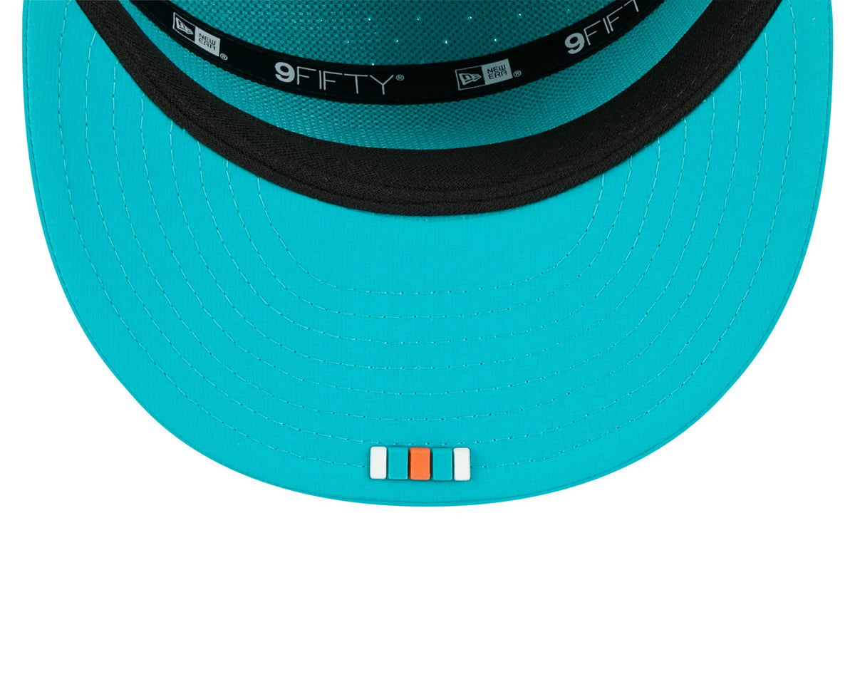 Miami Dolphins NFL New Era Men Teal 9Fifty 2025 Sideline Hot Weather Split Panel Snapback product image 4, provided for
