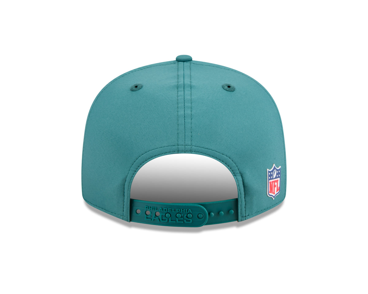 Philadelphia Eagles NFL New Era Men Green 9Fifty 2025 Sideline Hot Weather Split Panel Snapback product image 2, provided