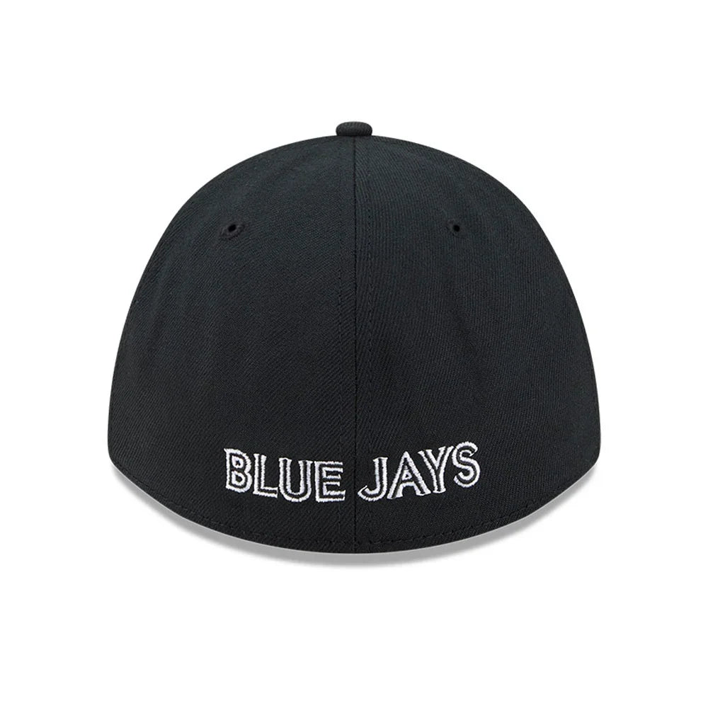 Toronto Blue Jays MLB New Era Men Black White 39Thirty M-Crown Stretch Fit Hat product image 2, provided for visual