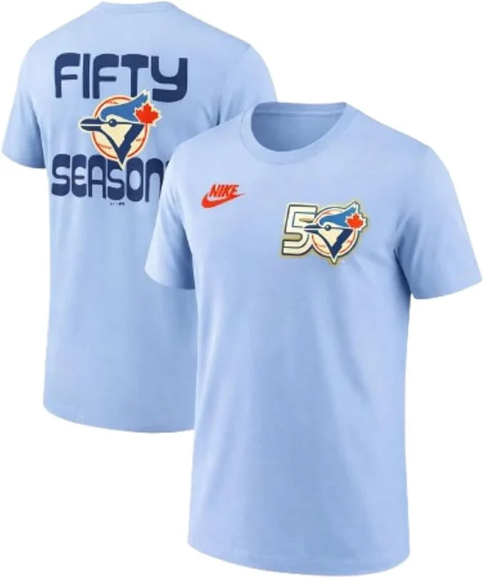 Toronto Blue Jays MLB Nike Men Light Blue 50th Anniversary Big Leagues T-Shirt product image 1, provided for visual