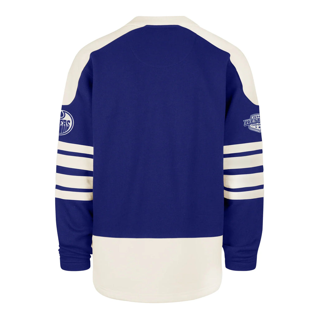 Edmonton Oilers NHL 47 Brand Men Royal Blue Golden Age Sweep Check Eternal Lacer Crew Sweater product image 2, provided for