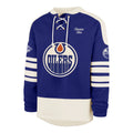 Edmonton Oilers NHL 47 Brand Men Royal Blue Golden Age Sweep Check Eternal Lacer Crew Sweater product image 1, provided for