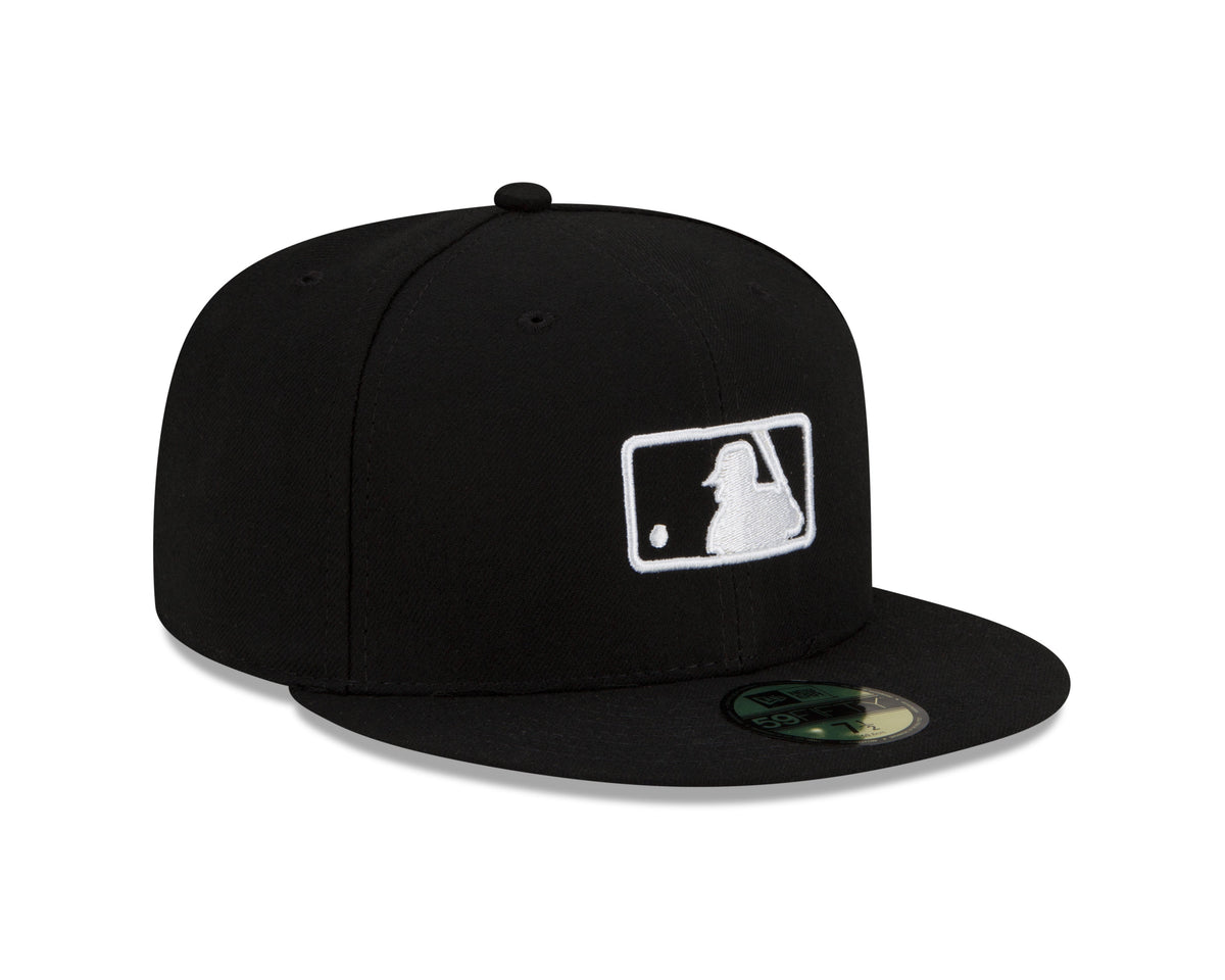 MLB Batterman Logo New Era Men Black White 59Fifty Leather Sweatband Fitted Hat product image 5, provided for visual