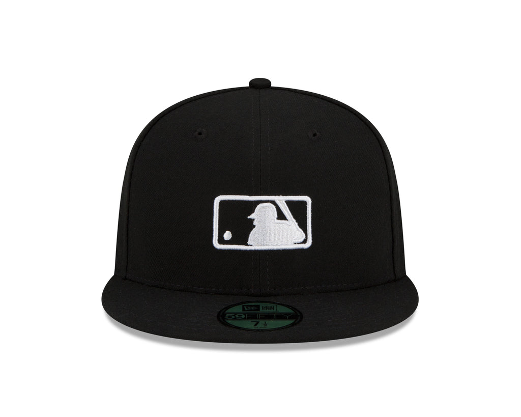 MLB Batterman Logo New Era Men Black White 59Fifty Leather Sweatband Fitted Hat product image 7, provided for visual