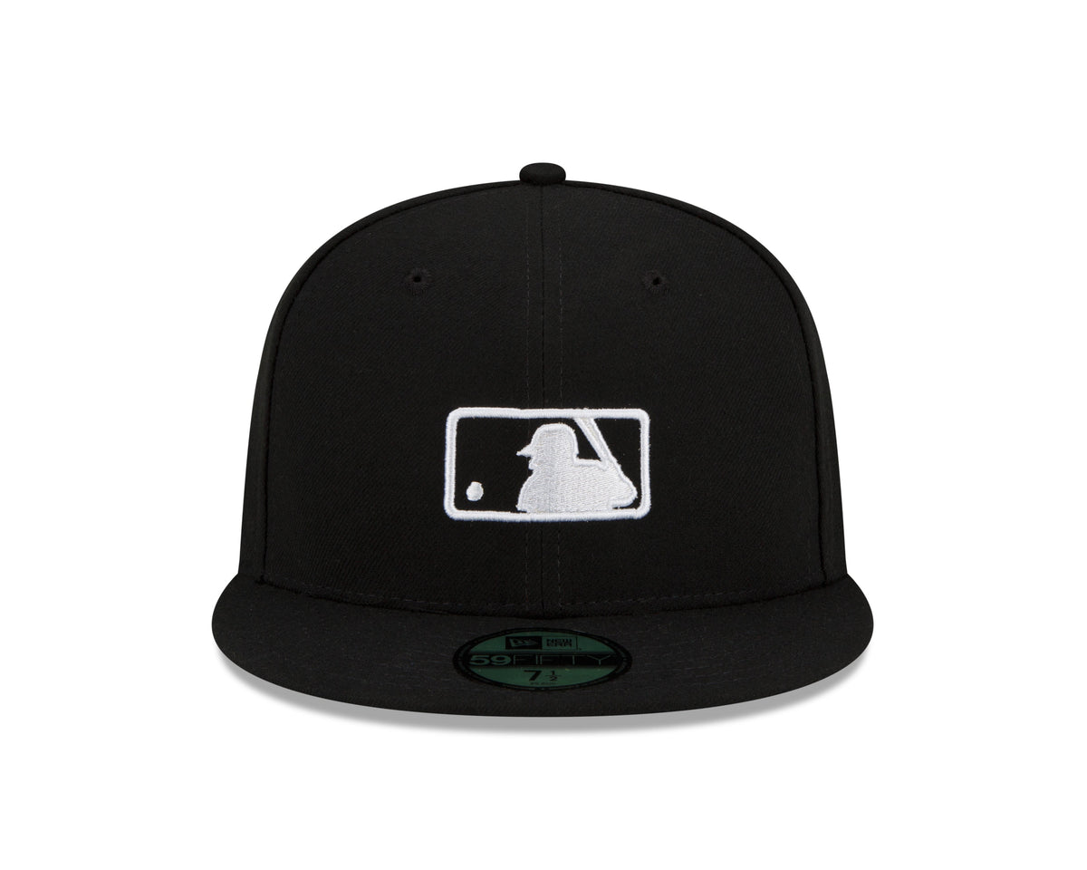 MLB Batterman Logo New Era Men Black White 59Fifty Leather Sweatband Fitted Hat product image 7, provided for visual
