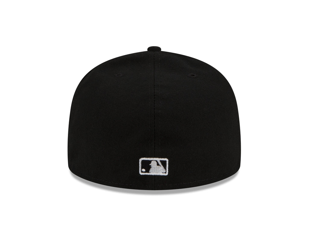 MLB Batterman Logo New Era Men Black White 59Fifty Leather Sweatband Fitted Hat product image 4, provided for visual