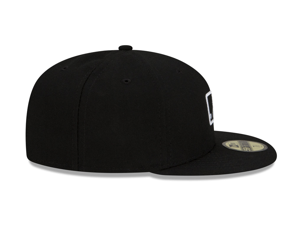 MLB Batterman Logo New Era Men Black White 59Fifty Leather Sweatband Fitted Hat product image 6, provided for visual