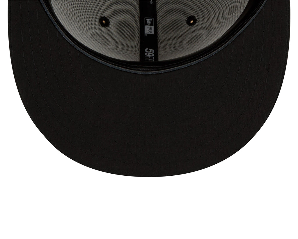 MLB Batterman Logo New Era Men Black White 59Fifty Leather Sweatband Fitted Hat product image 2, provided for visual
