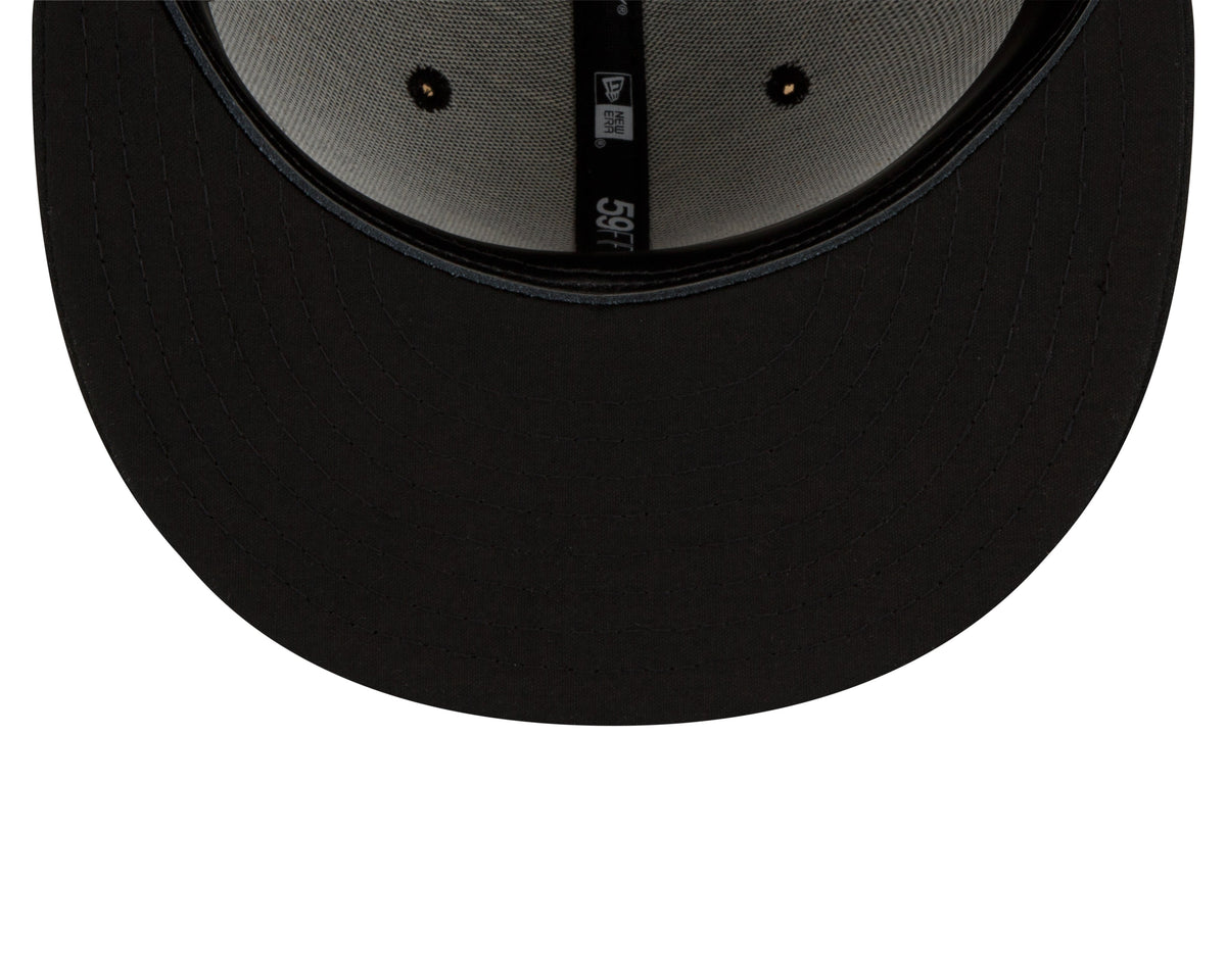 MLB Batterman Logo New Era Men Black White 59Fifty Leather Sweatband Fitted Hat product image 2, provided for visual