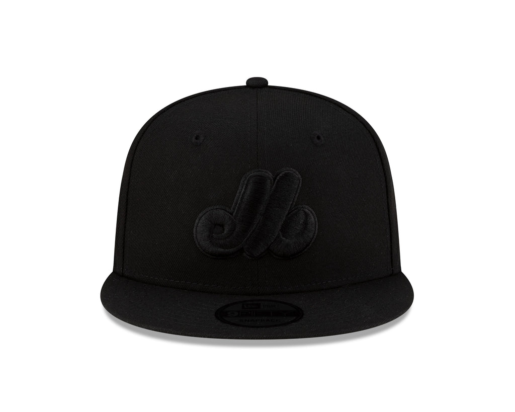 Montreal Expos MLB New Era Men Black on Black 59Fifty Fitted Hat product image 4, provided for visual reference and product