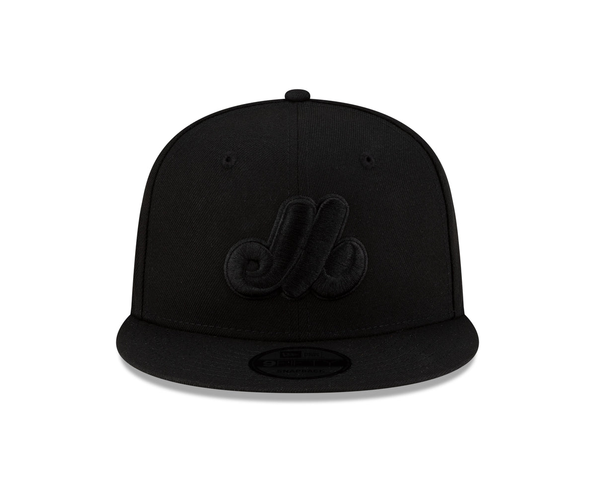 Montreal Expos MLB New Era Men Black on Black 59Fifty Fitted Hat product image 4, provided for visual reference and product