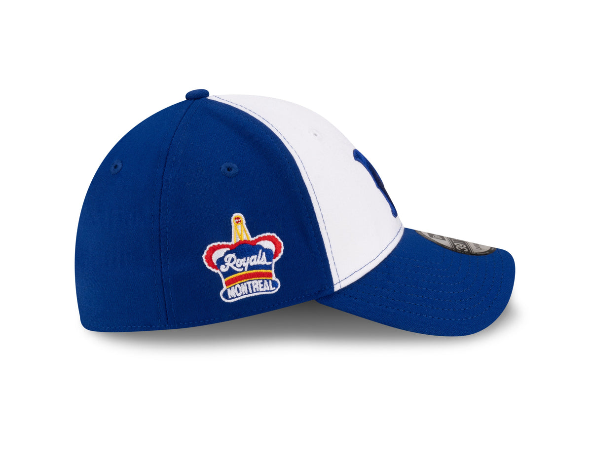 Montreal Royals MiLB New Era Men White/Royal Blue 39Thirty Stretch Fit Hat product image 6, provided for visual reference