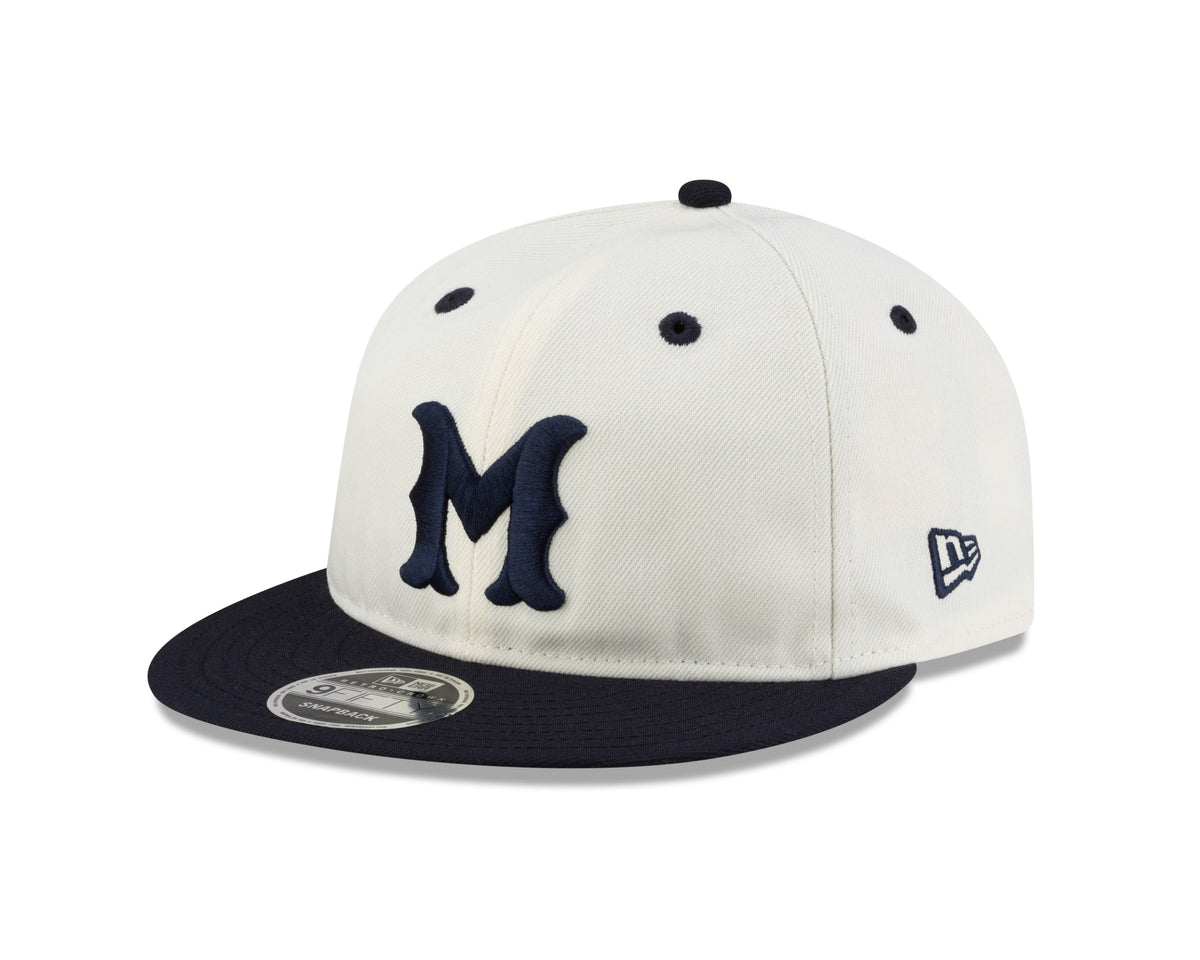 Montreal Royals MiLB New Era Men Chrome White/Navy 9Fifty Retro Crown Snapback product image 1, provided for visual