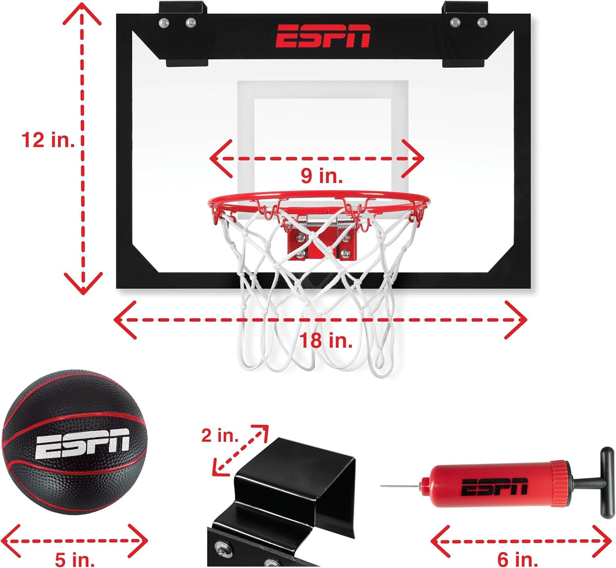 ESPN Pro Mini Basketball Hoop With Foldable Rim product image 5, provided for visual reference and product detail review