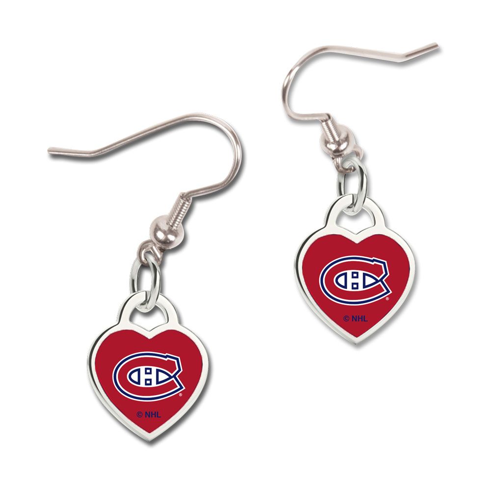 Montreal Canadiens NHL WinCraft 3D Heart Team Logo Earrings product image 1, provided for visual reference and product