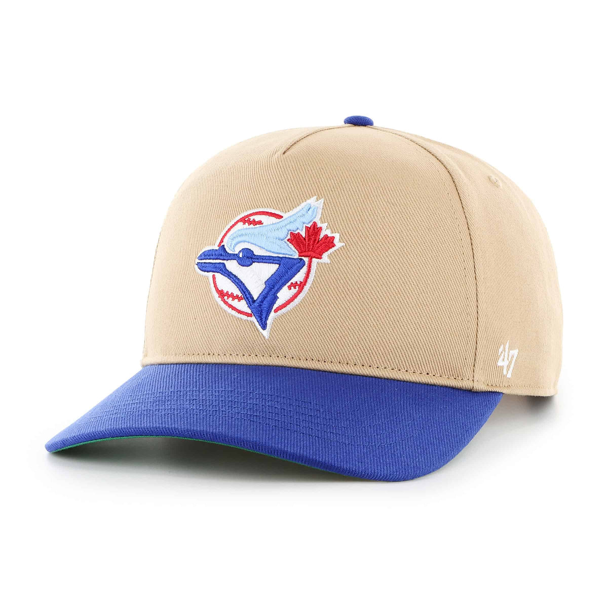 Toronto Blue Jays MLB 47 Brand Men Khaki / Royal Two Tone 1977 Logo Hitch Snapback Hat product image 1, provided for visual