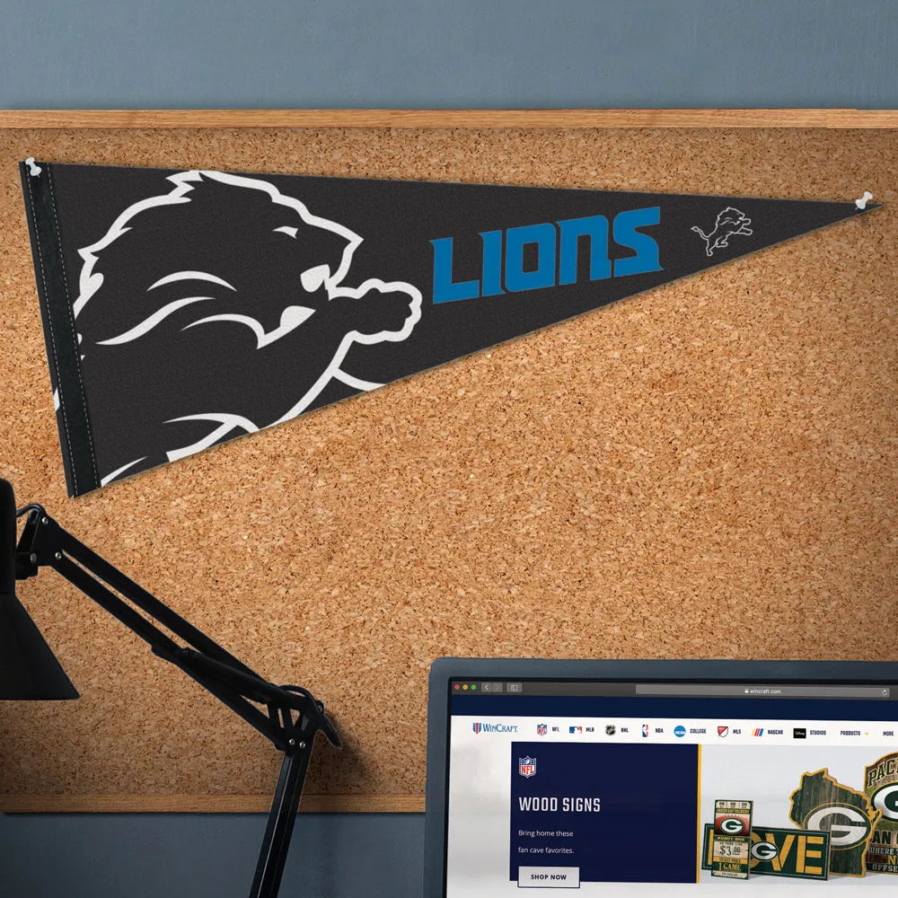 Detroit Lions NFL WinCraft 12"x30" Premium Pennant product image 3, provided for visual reference and product detail review