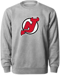 New Jersey Devils NHL Bulletin Men Athletic Grey Twill Logo Express Crew Sweater product image 1, provided for visual